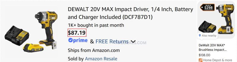 $87 DEWALT 20V IMPACT DRIVER KIT