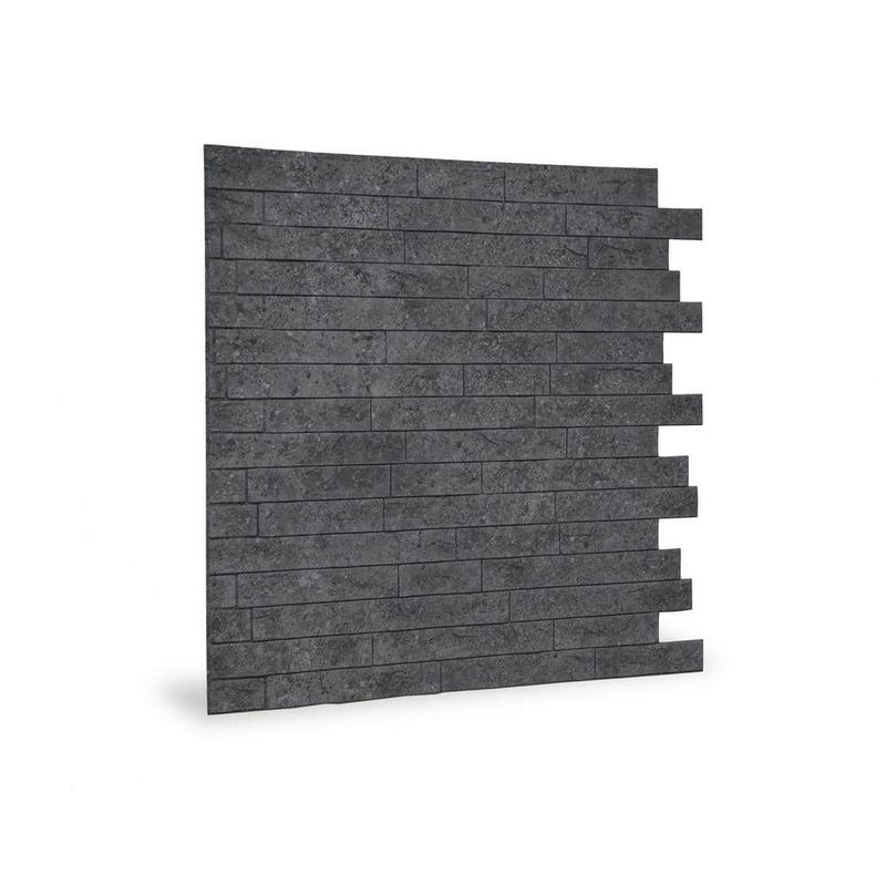 24 in. x 24 in. Ledge Stone PVC Seamless 3D Wall Panels in Dark Urban Cement (12-Piece)