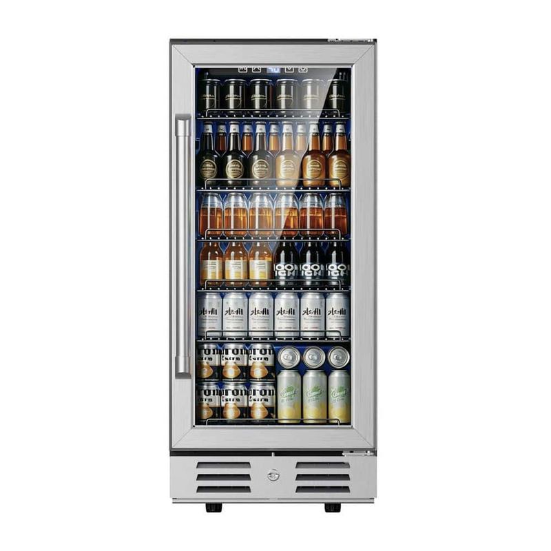 Anlicho - 15 in. Dual Zone 15-Wine Bottles and 20-Cans Beverage and Wine Cooler in Silver