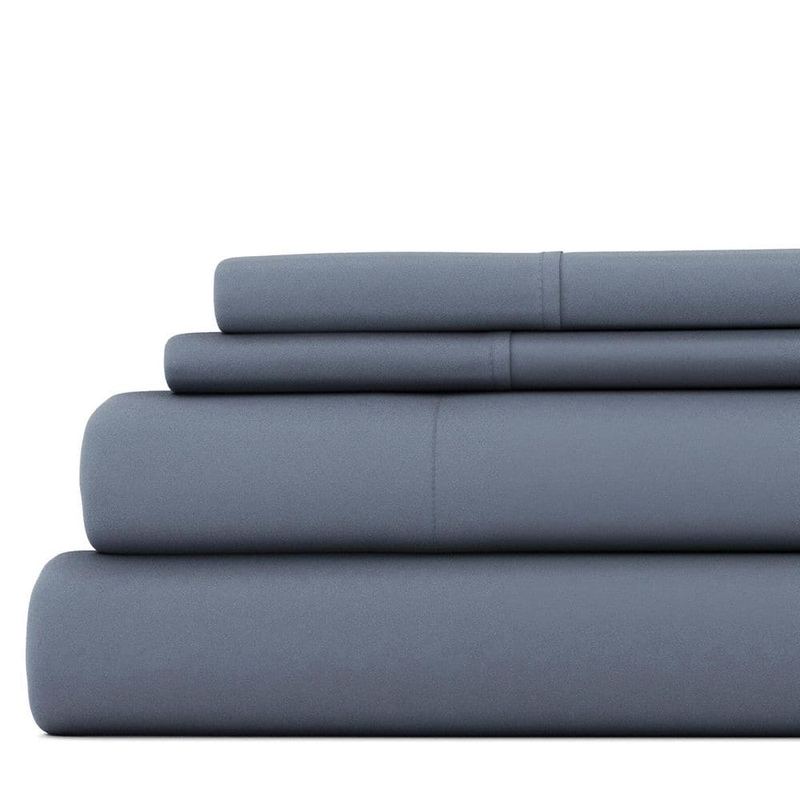 Becky Cameron - 4-Piece Solid Stone Microfiber Queen Bed Sheet Set