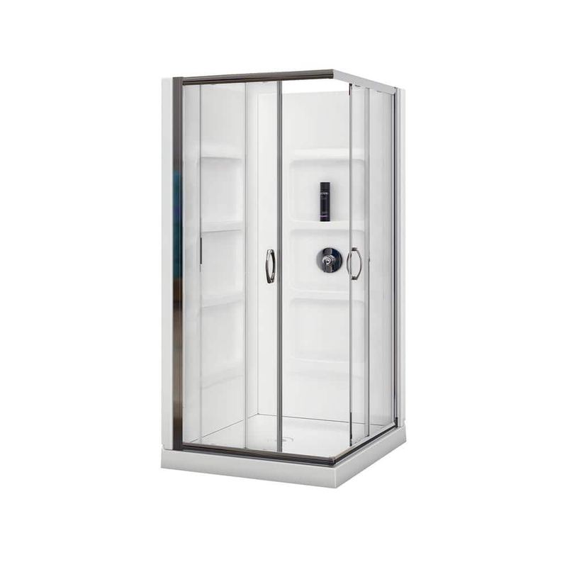 A&E - Danny 36 in. L x 36 in. W x73 in. H Center Drain Corner Shower Stall Kit in Chrome