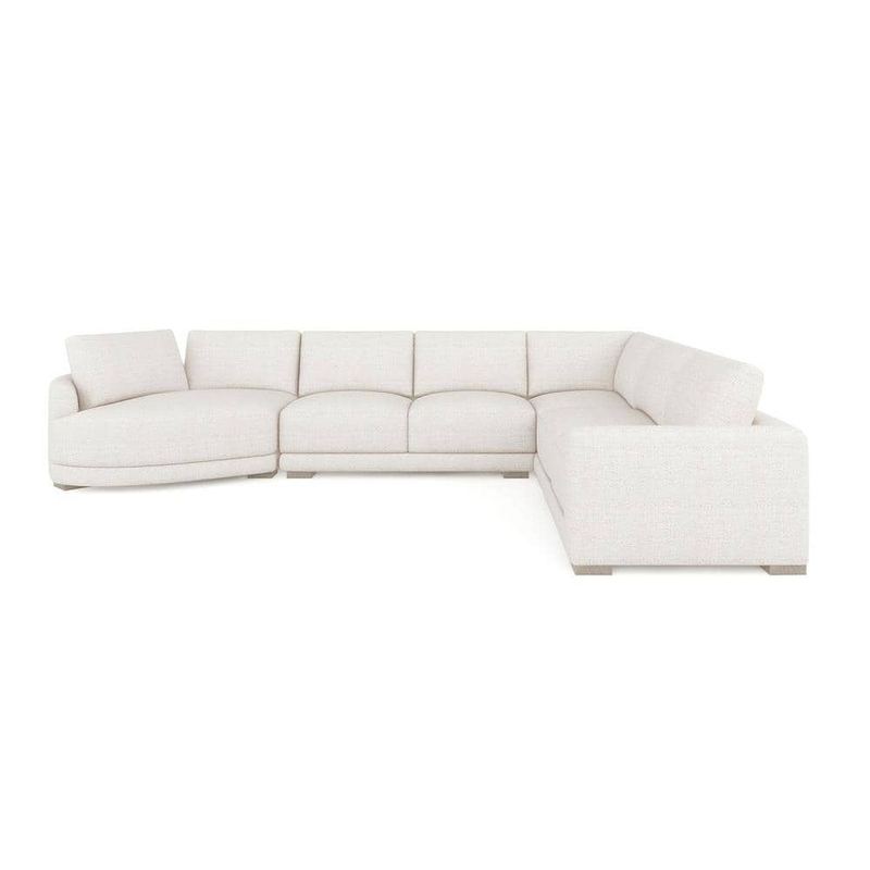 Jennifer Taylor - Laguna 129.9 in. Left-Arm Facing Modular Feather-Cushion Polyester 4-Piece Chaise Sectional Sofa, Wheat Cream Beige