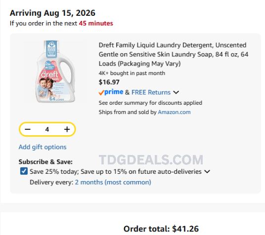 DREFT LAUNDRY DETERGENT — 4 FOR $41.26