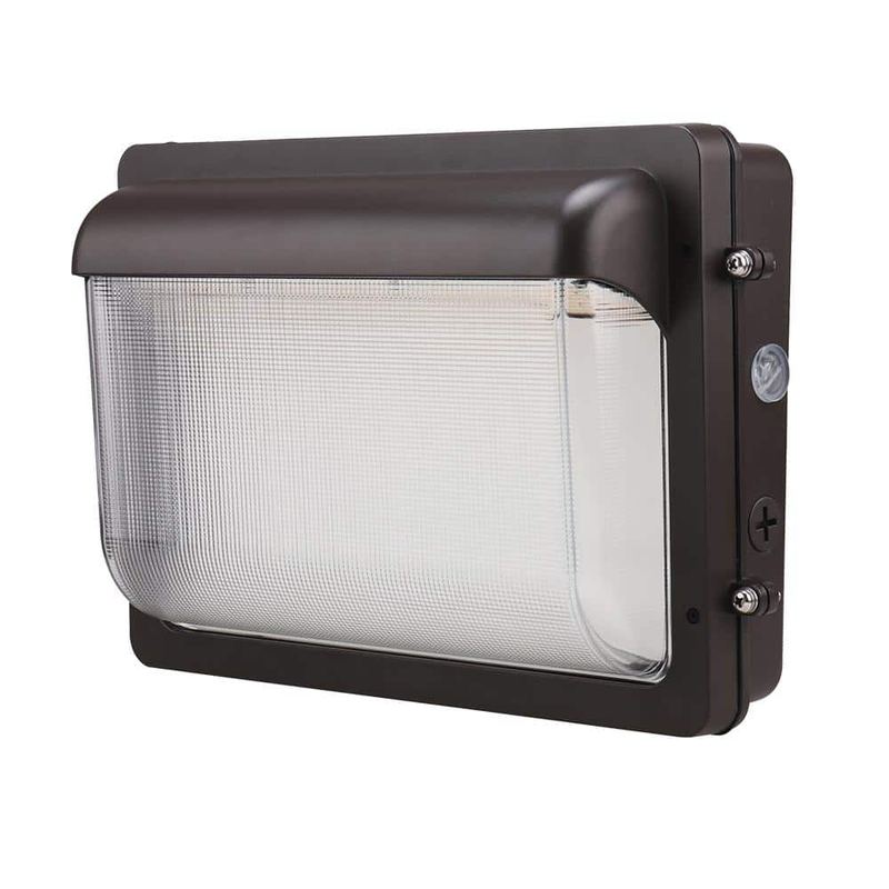 ETI LIGHTING - 250-Watt Equivalent Modern Slim Integrated LED Bronze Wall Pack Light Adjustable 3600-8520 Lumens and CCT, Photocell