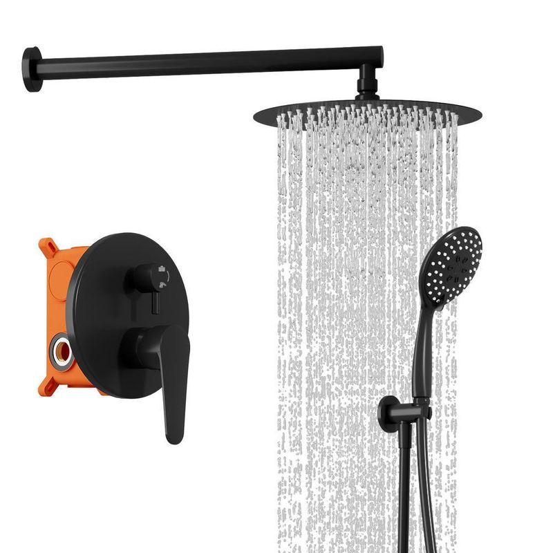 Single Handle 5-Spray Shower Faucet Handheld Shower Combo Kit with 2.5 GPM Shower with Adjustable Heads in Black, Valve