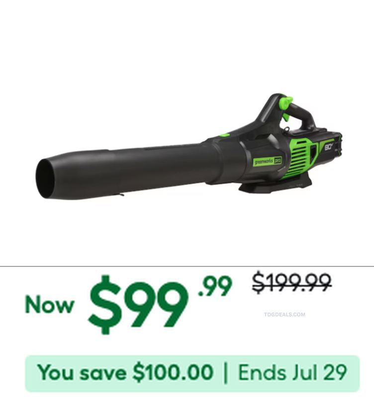 Greenworks Pro Cordless Leaf Blower for $99, save $100