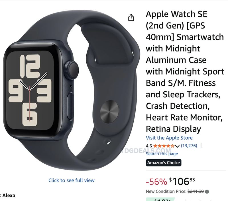 LIKE NEW- APPLE WATCH SE 2ND GEN 40MM FOR $106.83