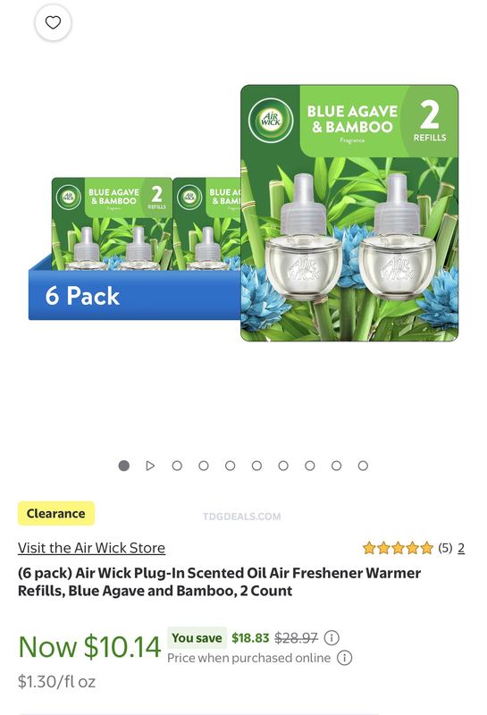 6-Pack Air Wick Plug-In Scented Oil Refills (12 refills total) is on clearance for just $10.14 at Walmart (reg. $28.97)!
