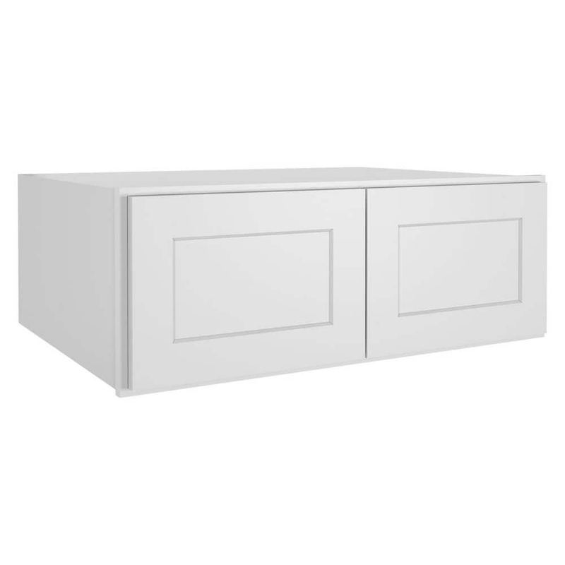 HOMEIBRO - 33-in. W x 24-in. D x 12-in. H in Shaker White Plywood Ready to Assemble Wall Bridge Kitchen Cabinet with 2 Doors