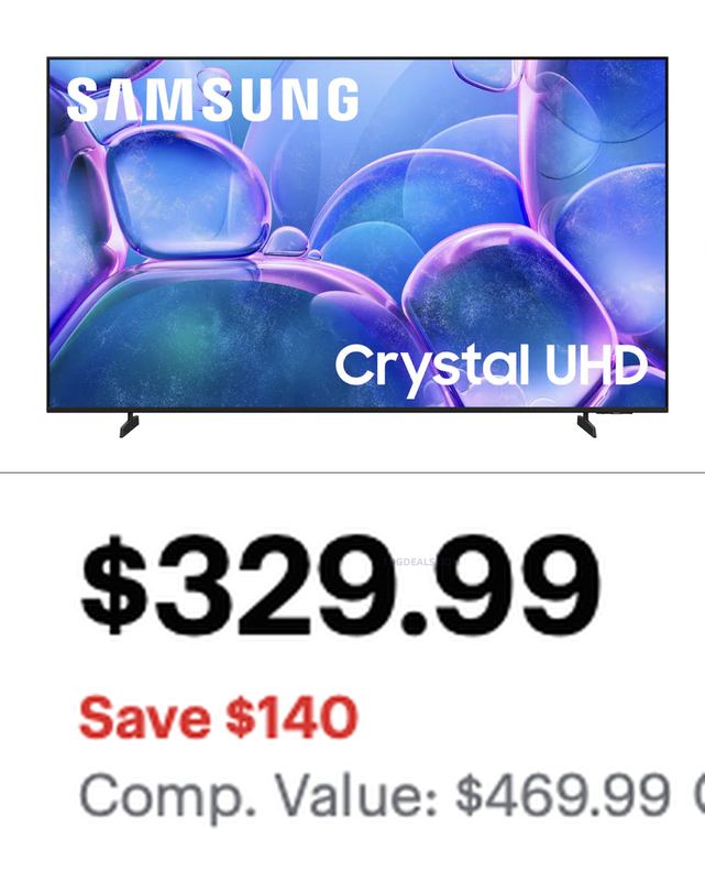 $329.99 SAMSUNG 65" CRYSTAL UHD 4K SMART TV @ BEST BUY