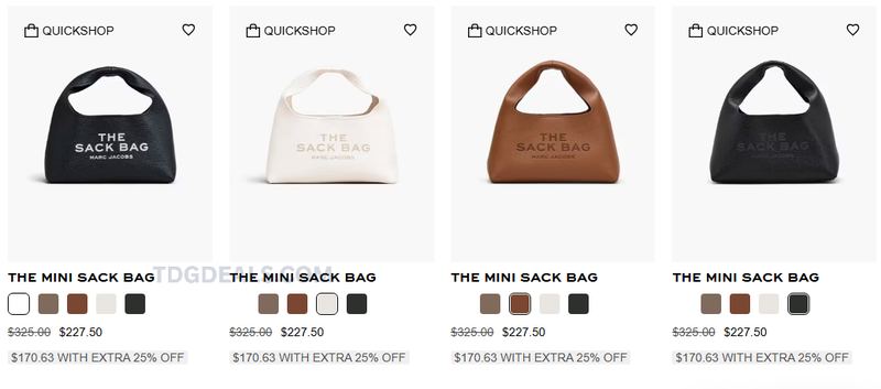 $325 MARC JACOBS MINI SACK BAG for $170.63