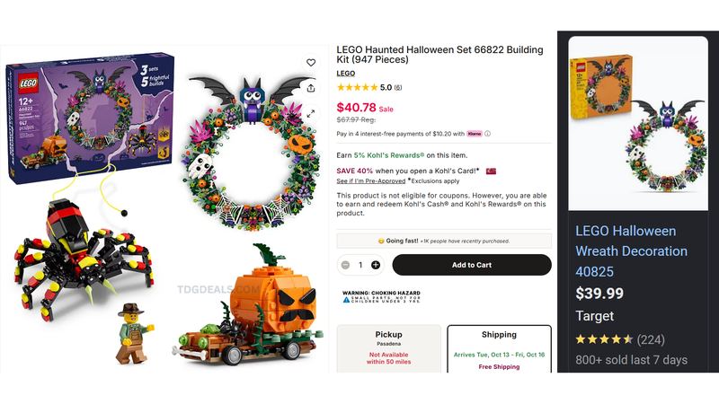 $67.97 LEGO Haunted Halloween 3-Set Bundle for $40.78