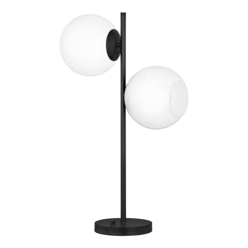 Hampton Bay - Vista Heights 24.5 in. 2 Light Matte black Indoor Table Lamp With Opal White Glass Shade
