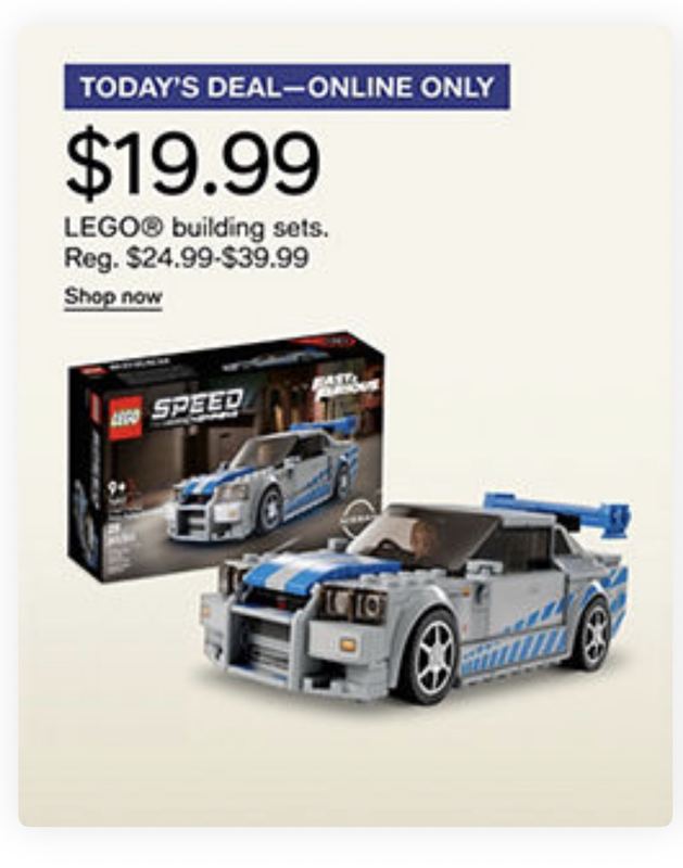 Lego sets 50% off