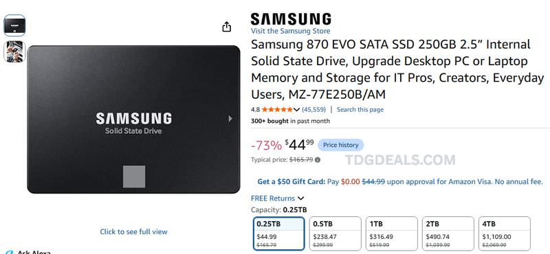 SAMSUNG SSD DROPS TO $44.99