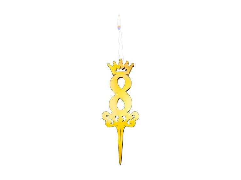 Food Safe Cake Topper Gold Glitter Number 8