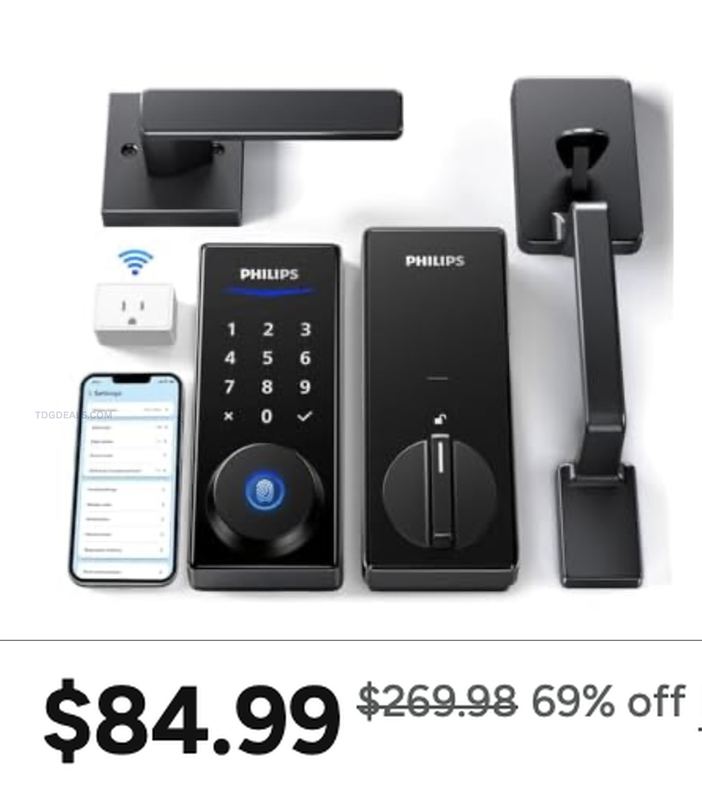 $269.98 PHILIPS 4000 SERIES WI-FI FINGERPRINT SMART DEADBOLT DROPPED TO $84.99
