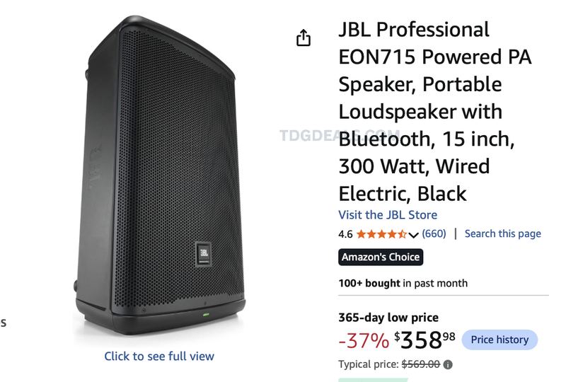 $569 JBL EON715 POWERED PA SPEAKER FOR $358.98