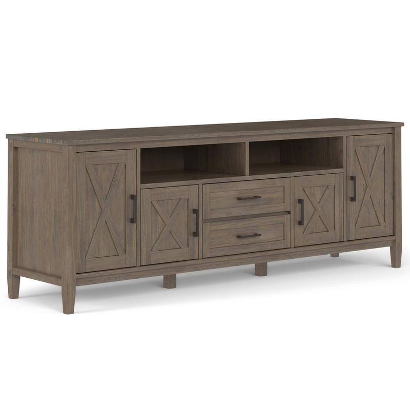 Simpli Home - Ela SOLID WOOD 72 in. Wide Transitional TV Media Stand in Smoky Brown For TVs up to 80 in.