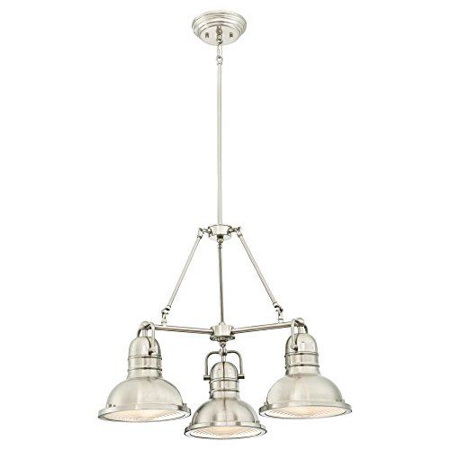 Westinghouse Lighting 6333900 Boswell Three-Light Indoor Chandelier, Brushed Nickel Finish with Prismatic Lens
