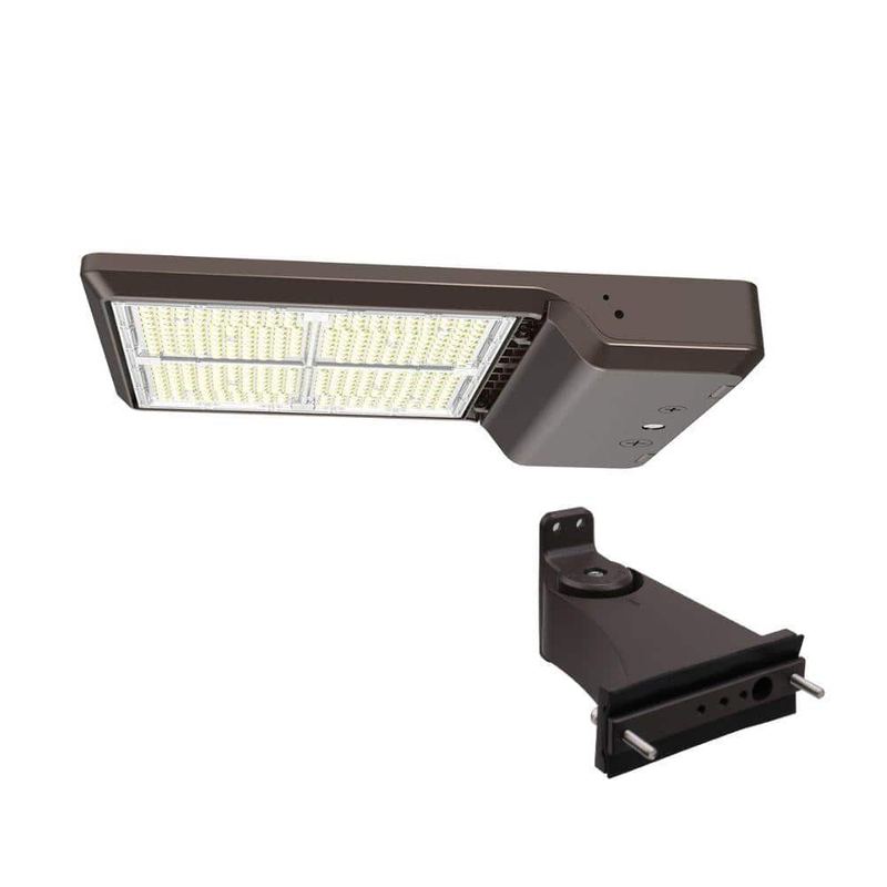 ETI LIGHTING - 1000-Watt Equivalent Integrated LED Bronze Area Light Straight Arm Mount Kit 24000-43500lms TYPE 5 Adjust Lumens CCT