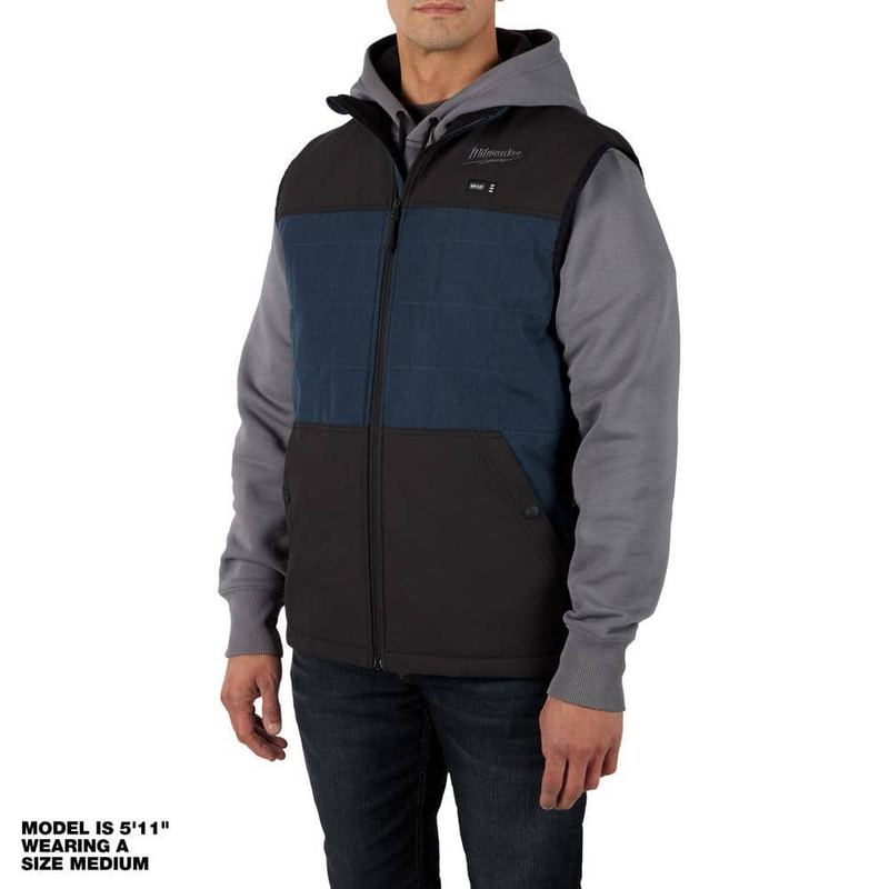 Milwaukee - Men's X-Large M12 12-Volt Lithium-Ion Cordless AXIS Blue Heated Quilted Vest (Vest Only)