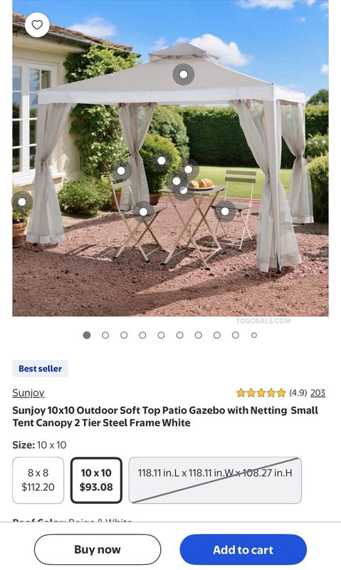 Sunjoy 10x10 Patio Gazebo is down to just $93.08 at Walmart!