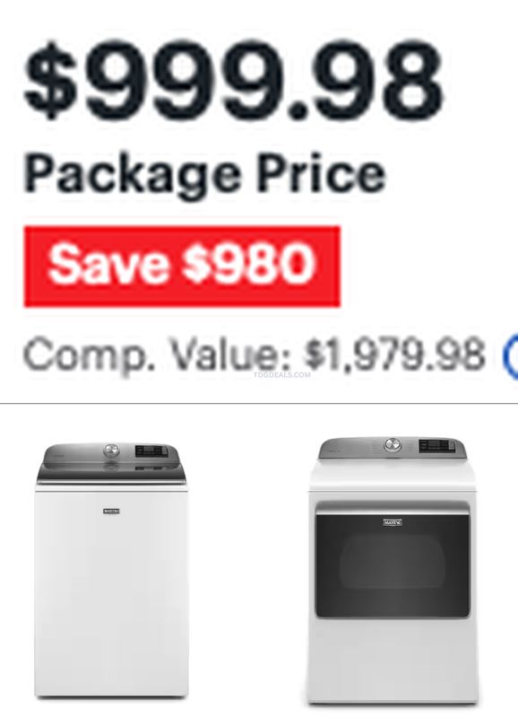 $1,979.98 MAYTAG SMART WASHER AND DRYER SET NOW $999.98