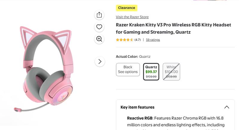$159.99 - Kraken Kitty V3 Pro Wireless RGB Kitty Headset for Gaming and Streaming
