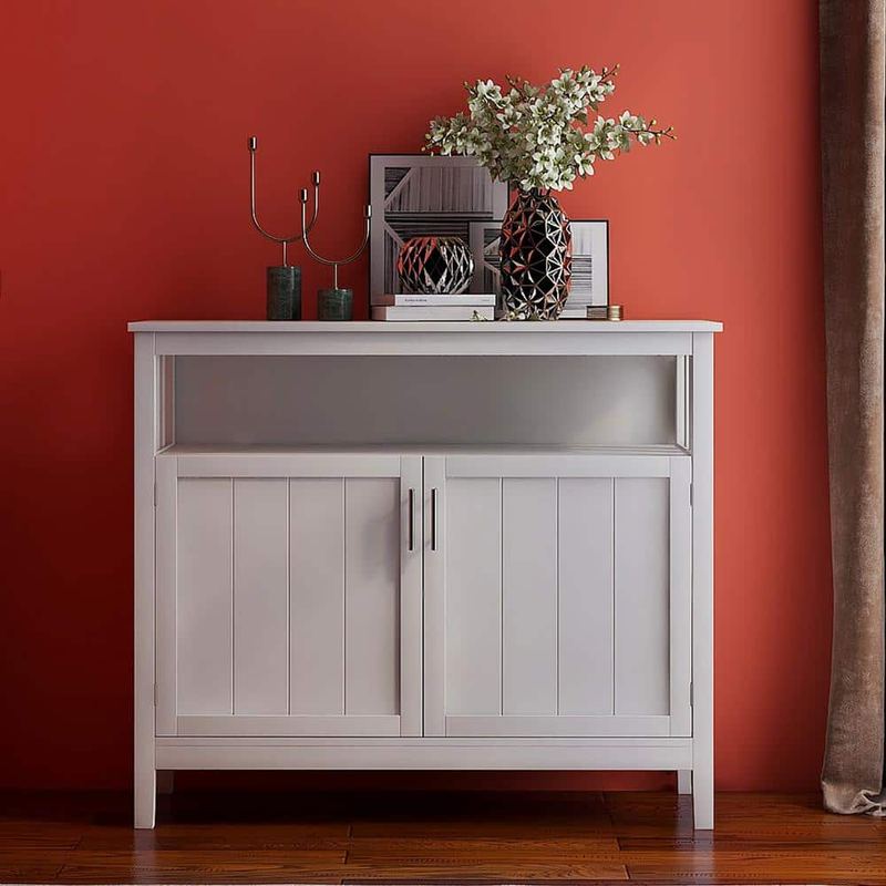 Qualler - White Sideboard Buffet Server Cabinet