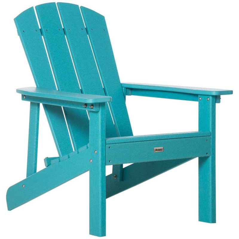 Outsunny - Turquoise Plastic Adirondack Chair with High Back and Wide Seat