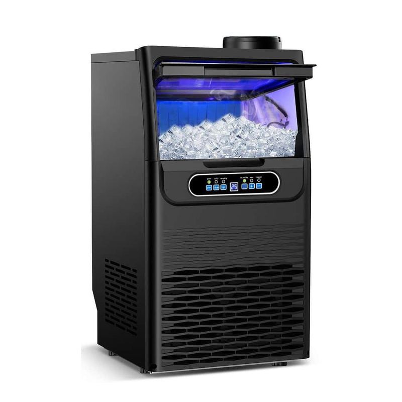 TITTLA - 14 in. Freestanding Ice Maker with Spray-Type Ice-Making System 100 lbs. Full Size Ice Cubes Per Day in Black