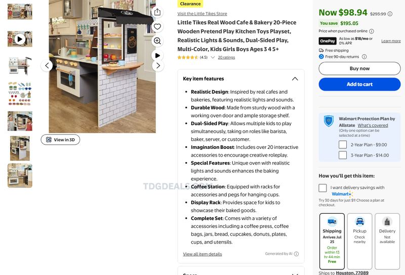 LITTLE TIKES REAL WOOD CAFE & BAKERY — $98.94
