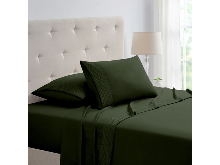 73% OFF: Rayon From Bamboo 4Pc 1800 Count Waffle Hem Sheet Set