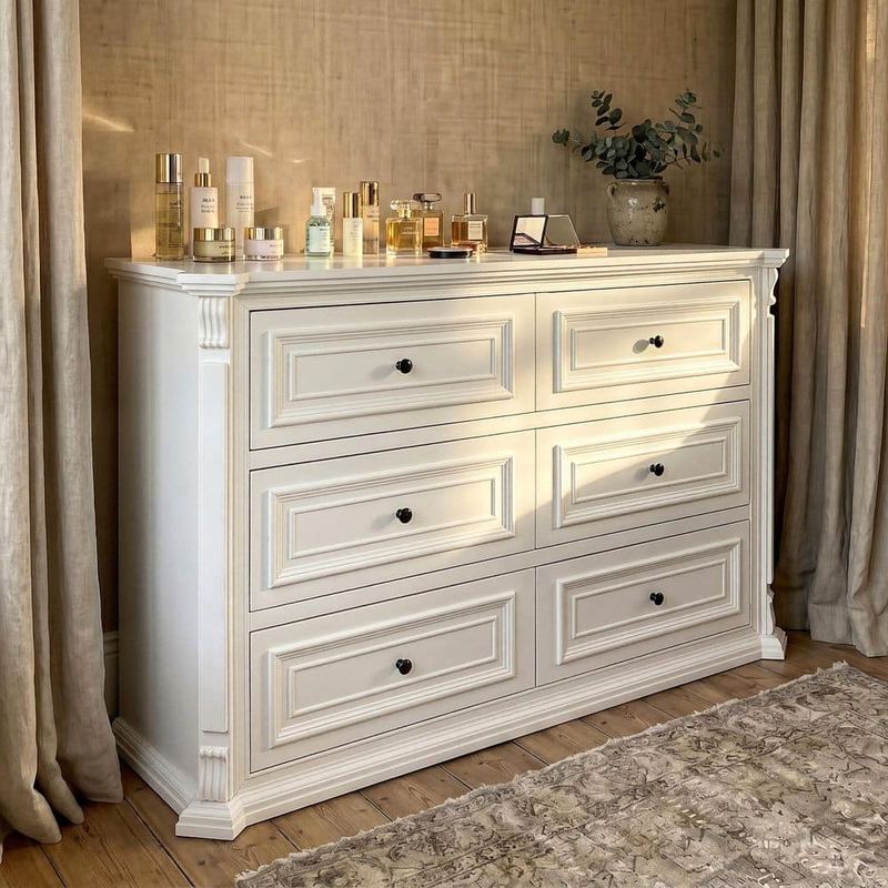Homsee - White 6-Drawer 55.1 in. Wide Dresser without Mirror with Metal Knobs, Classic Panel Design, Wide Surface Top