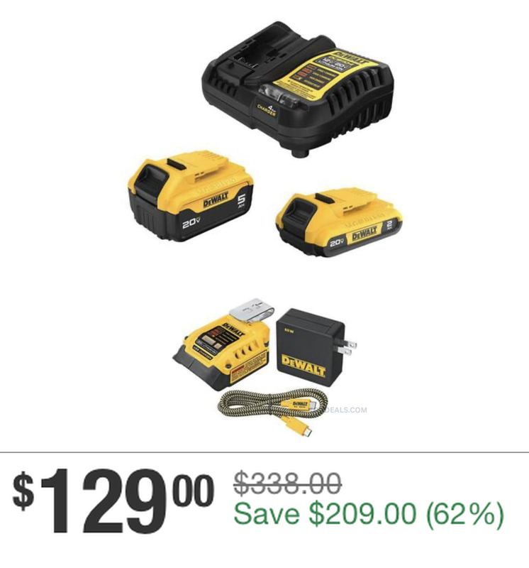 $129 DEWALT 20V MAX BATTERY KIT @ HOME DEPOT