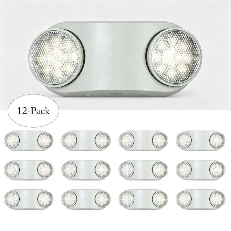 LNC - Oval 120/277V 15-Watt Equivalent Integrated LED White Emergency Light with 3.6-Volt 700mAh Ni-Cad Battery (12-Pack)