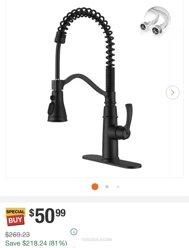 $51 Matte Black Pull-Down Kitchen Faucet