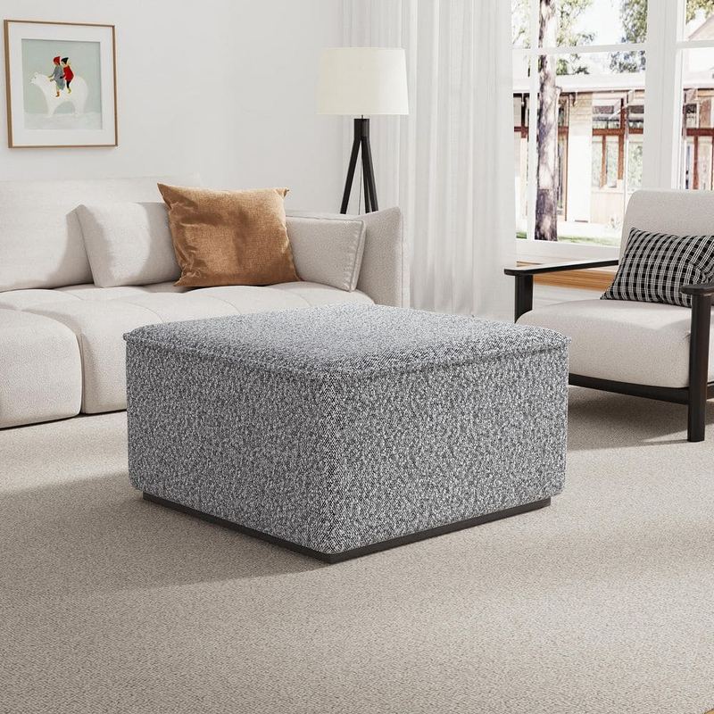 CHRISTOPHER KNIGHT HOME - Algar Modern Black White Upholstered Fabric Square Accent Cocktail Ottoman