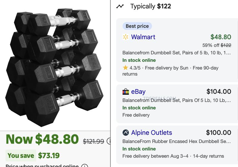100LB DUMBELLS FOR $48.80 😳