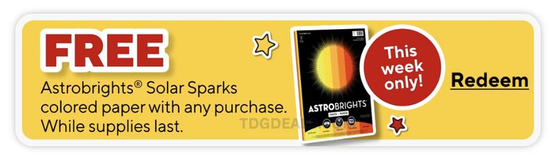 FREE COLORED PAPER W/ ANY PURCHASE @ STAPLES