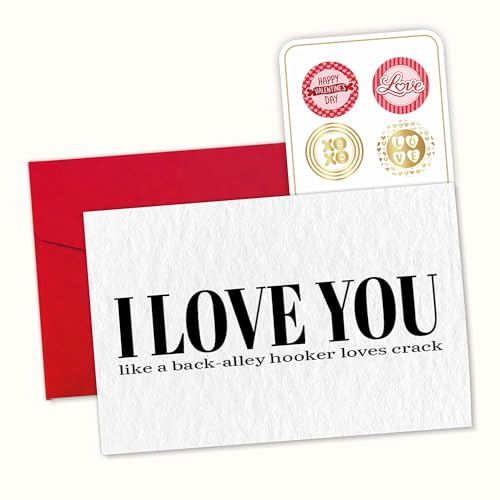 (5.3x8in) I Love You Funny Valentine Greeting Card, Bold Typography Sarcastic Love Quote Card, Black And White Design, Blank Inside With Envelope, Gift For Boyfriend Girlfriend Husband Wife (Vlt88)