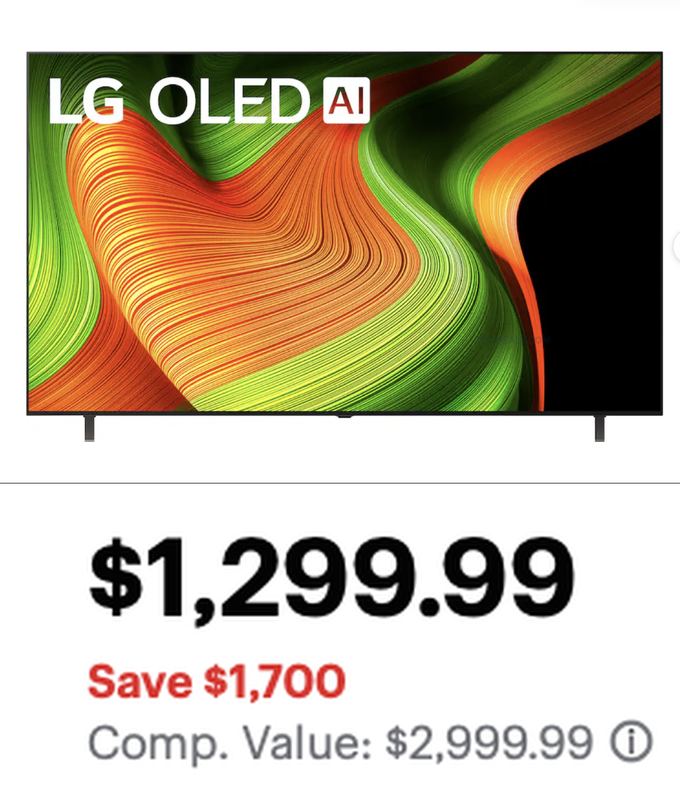 THIS LG 77" B5 OLED AI 4K TV DROPPED TO $1,299.99