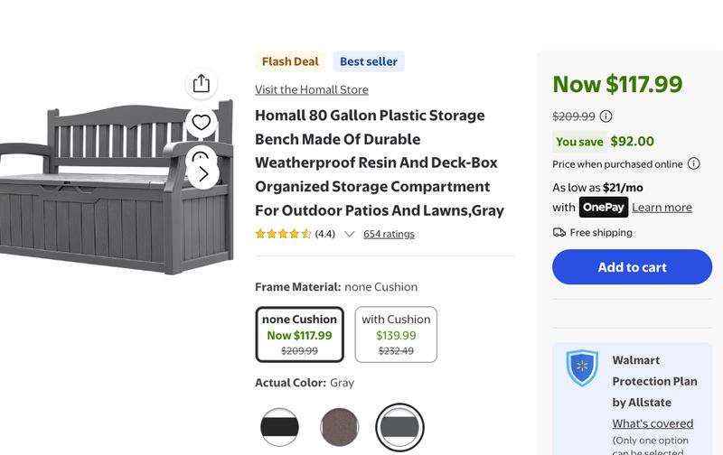 $209.99 - 80 Gallon Plastic Storage Bench