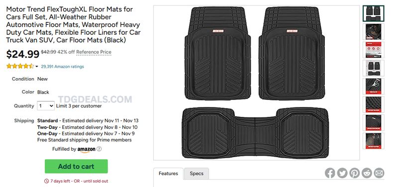 MOTOR TREND FLEXTOUGHXL FLOOR MATS FOR $24.99