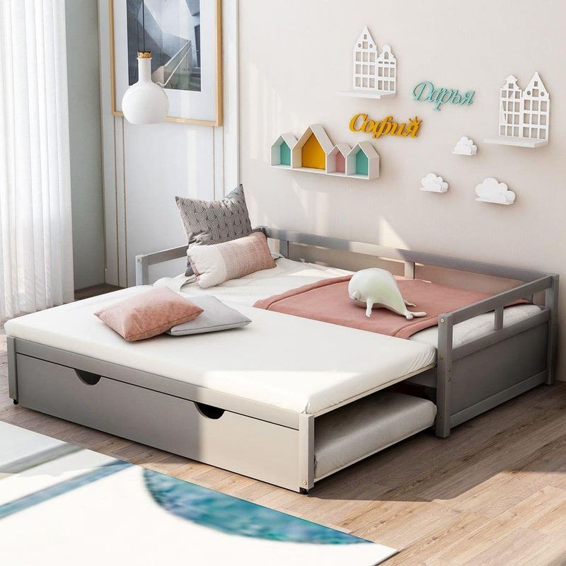 Polibi - Gray Twin Daybed with Trundle