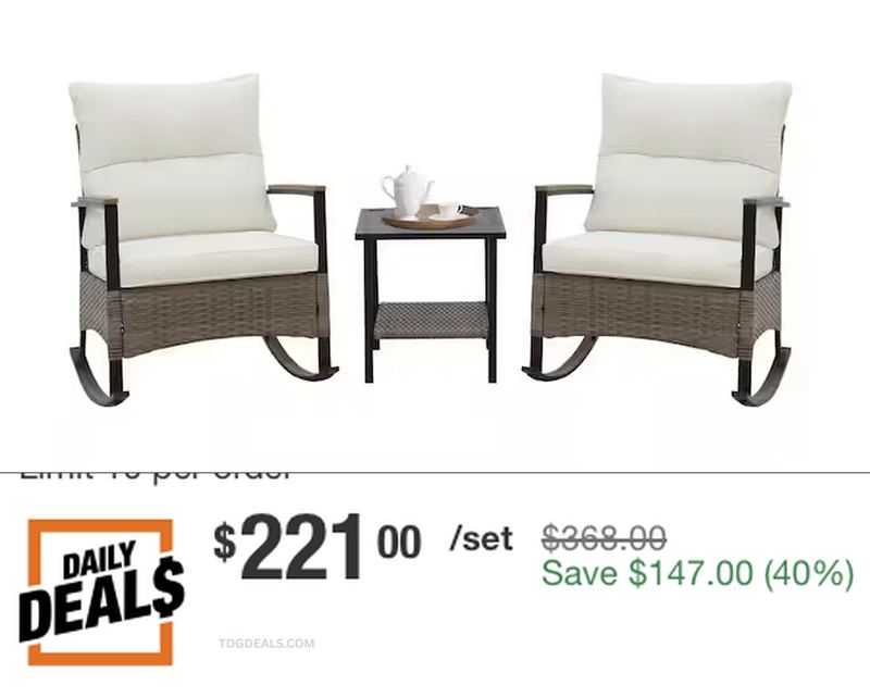 $221 - WICKER ROCKING CHAIR PATIO SET
