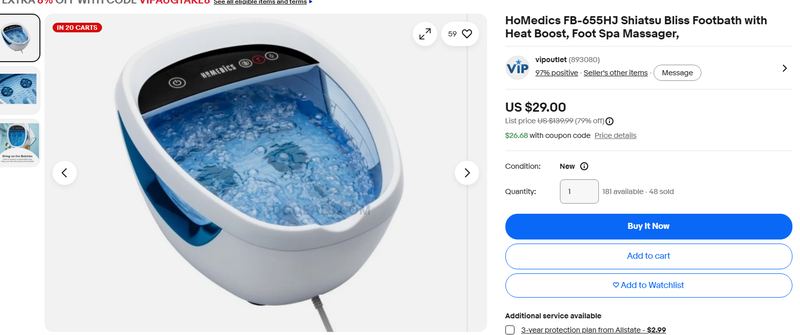 $26 HoMedics Shiatsu Bliss Foot Spa Massager