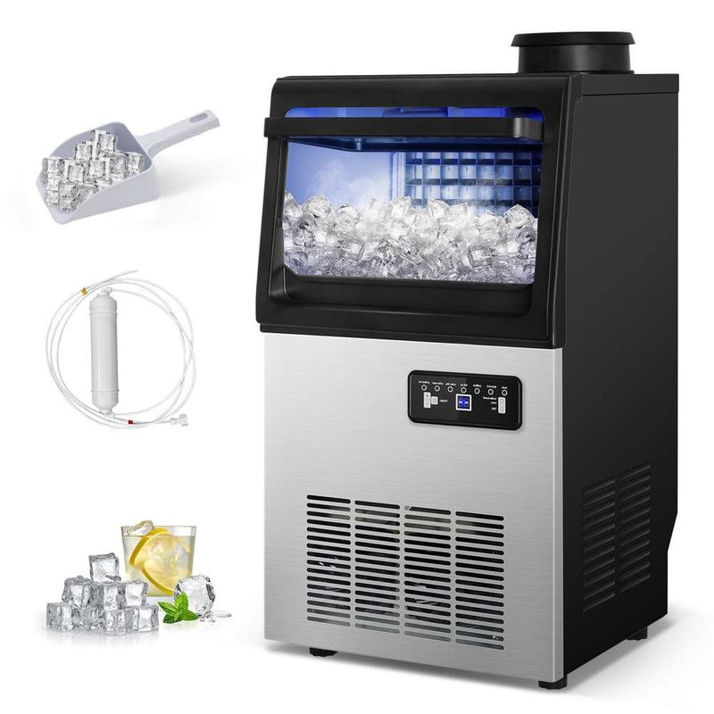 TITTLA - 13.5 in. 100 lbs./24H Ice Maker Freestanding 3000 Plus Full Size Ice Cubes per day with Interior Blue LEDs in Black