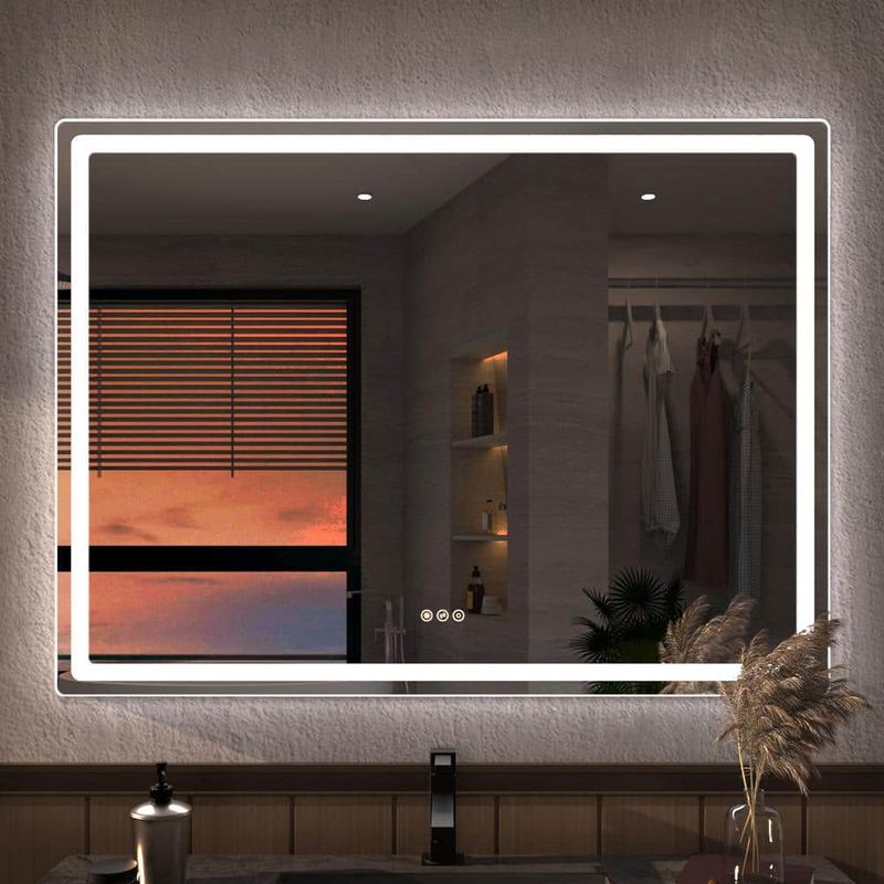 Hermitage Bath - Niveous 48 in. W x 36 in. H Rectangular with Rounded Corners Frameless LED Wall Bathroom Vanity Mirror